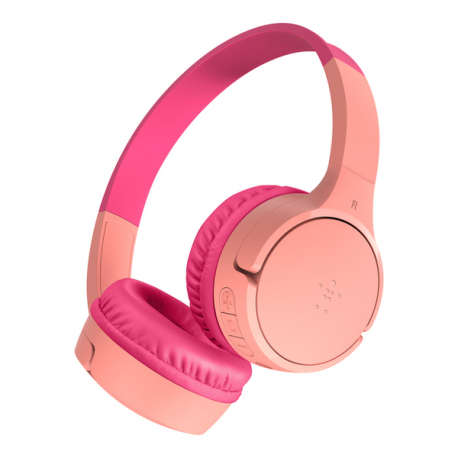 Belkin SoundForm Mini - Headphones with mic - on-ear - Bluetooth - wireless, wired - 3.5 mm jack - pink - 0