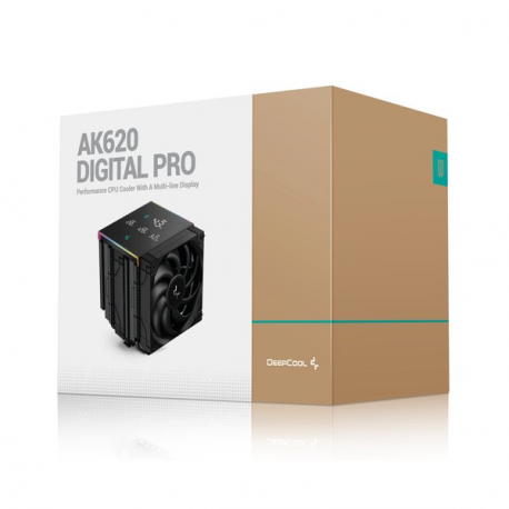 Deepcool AK620 DIGITAL PRO - Processor cooler - (for: LGA2066, LGA2011-3, LGA2011, LGA1851, LGA1700, LGA1200, LGA1151, LGA1150, LGA1155, AM4, AM5) - 120 mm - black - 2