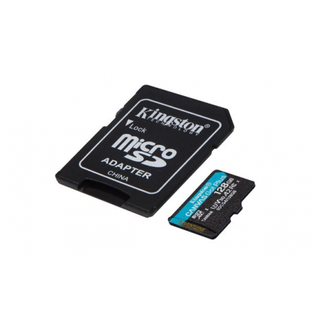 Kingston Canvas Go! Plus - Flash memory card (microSDXC to SD adapter included) - 128 GB - A2  /  Video Class V30  /  UHS-I U3  /  Class10 - microSDXC UHS-I - 1