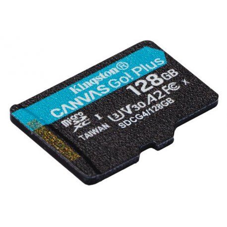 Kingston Canvas Go! Plus - Flash memory card (microSDXC to SD adapter included) - 128 GB - A2  /  Video Class V30  /  UHS-I U3  /  Class10 - microSDXC UHS-I - 4