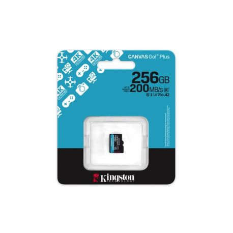 Kingston Canvas Go! Plus - Flash memory card - 256 GB - A2 / Video Class V30 / UHS-I U3 / Class10 - microSDXC UHS-I - 4