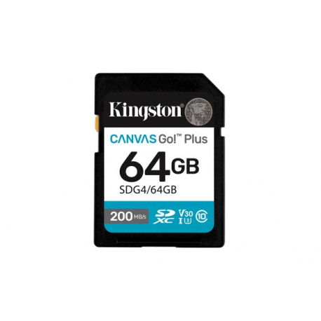 Kingston Canvas Go! Plus - Flash memory card - 64 GB - Video Class V30 / UHS-I U3 / Class10 - SDXC UHS-I - 0