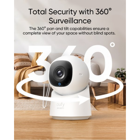 Eufy Indoor Cam C220 - Network surveillance camera - pan / tilt - indoor - colour (Day&Night) - 2K - audio - wireless - Wi-Fi - 4