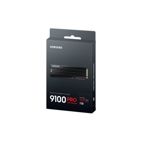 Samsung 9100 PRO MZ-VAP1T0 - SSD - encrypted - 1 TB - with heatsink - internal - M.2 2280 - PCI Express 5.0 x4 (NVMe) - 256-bit AES - TCG Opal Encryption 2.0 - black - 3