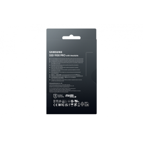 Samsung 9100 PRO MZ-VAP1T0 - SSD - encrypted - 1 TB - with heatsink - internal - M.2 2280 - PCI Express 5.0 x4 (NVMe) - 256-bit AES - TCG Opal Encryption 2.0 - black - 8