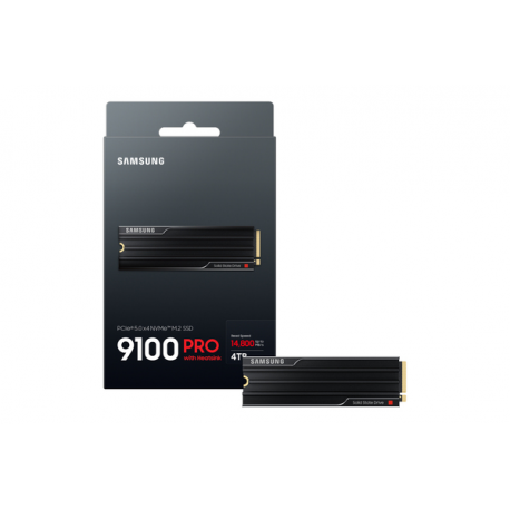 Samsung 9100 PRO MZ-VAP4T0 - SSD - encrypted - 4 TB - with heatsink - internal - M.2 2280 - PCI Express 5.0 x4 (NVMe) - 256-bit AES - TCG Opal Encryption 2.0 - black - 5