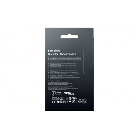 Samsung 9100 PRO MZ-VAP4T0 - SSD - encrypted - 4 TB - with heatsink - internal - M.2 2280 - PCI Express 5.0 x4 (NVMe) - 256-bit AES - TCG Opal Encryption 2.0 - black - 8