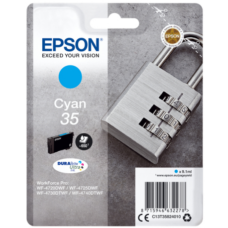 Epson 35 - 9.1 ml - cyan - original - ink cartridge - for WorkForce Pro WF-4720, WF-4720DWF, WF-4725DWF, WF-4730, WF-4730DTWF, WF-4740, WF-4740DTWF - 0