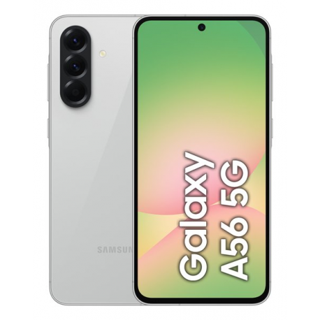 Samsung Galaxy A56 - 5G smartphone - dual-SIM - RAM 8 GB  /  Internal Memory 256 GB - OLED display - 6.7" - 2340 x 1080 pixels (120 Hz) - 3x rear cameras 50 MP, 12 MP, 5 MP - front camera 12 MP - awesome lightgray - 0