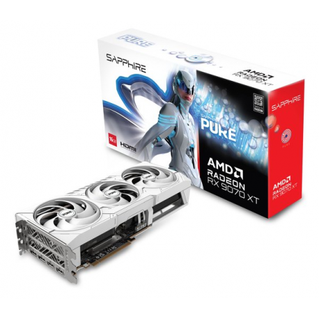 Sapphire Pure Radeon RX 9070 XT - Graphics card - Radeon RX 9070 XT - 16 GB GDDR6 - PCIe 5.0 x16 - 2 x DisplayPort, 2 x HDMI - 2