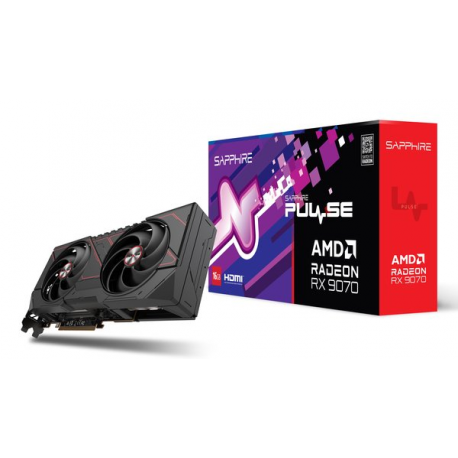 Sapphire Pulse Radeon RX 9070 - Graphics card - Radeon RX 9070 - 16 GB GDDR6 - PCIe 5.0 x16 - 2 x DisplayPort, 2 x HDMI - 5