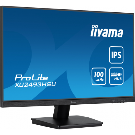 iiyama ProLite XU2493HSU-B7 - LED monitor - 24" (23.8" viewable) - 1920 x 1080 Full HD (1080p) @ 100 Hz - IPS - 300 cd/m² - 1300:1 - 1 ms - HDMI, DisplayPort - speakers - matte black - 1