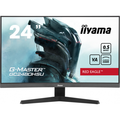 iiyama G-MASTER Red Eagle GC2480HSU-B1 - LED monitor - gaming - curved - 24" (23.6" viewable) - 1920 x 1080 Full HD (1080p) @ 180 Hz - VA - 300 cd/m² - 3000:1 - 0.5 ms - 2xHDMI, DisplayPort - speakers - black, matte - 0
