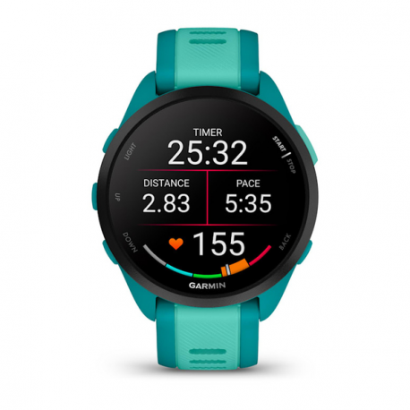 Garmin Forerunner 165 Music - Turquoise - sport watch with band - silicone - aqua - wrist size: 126-203 mm - display 1.2" - 4 GB - Bluetooth, ANT+ - 39 g - 4