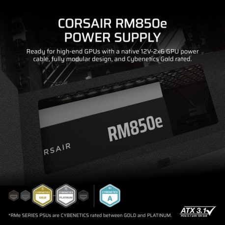 CORSAIR RMe Series RM850e - Power supply (internal) - ATX 3.1 - 80 PLUS Gold - AC 100-240 V - 850 Watt - Europe - 10