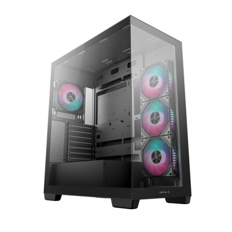 DeepCool CG580 4F - Tower - ATX - windowed side panel (tempered glass) - no power supply (ATX  /  PS / 2) - black - USB / Audio - 0