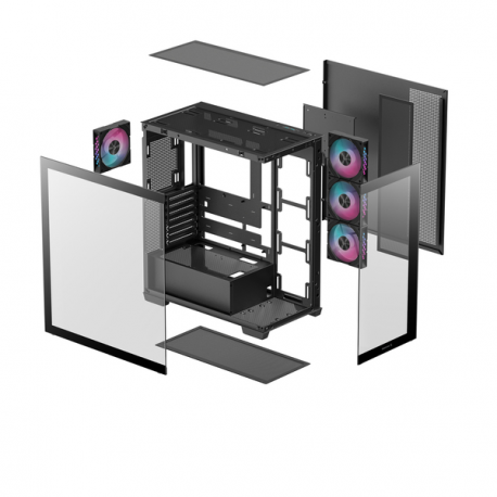 DeepCool CG580 4F - Tower - ATX - windowed side panel (tempered glass) - no power supply (ATX  /  PS / 2) - black - USB / Audio - 14