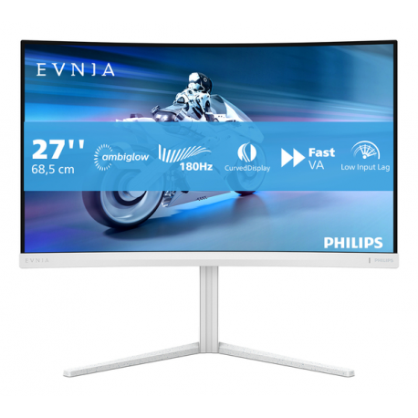Philips Evnia 5000 27M2C5201L - LED monitor - gaming - curved - 27" - 1920 x 1080 Full HD (1080p) @ 180 Hz - Fast VA - 3000:1 - HDR10 - 0.5 ms - 2xHDMI, DisplayPort - white - 11