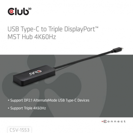 Club 3D CSV-1553 - Docking station - USB-C / Thunderbolt 4 - 3 x DP++ - 1