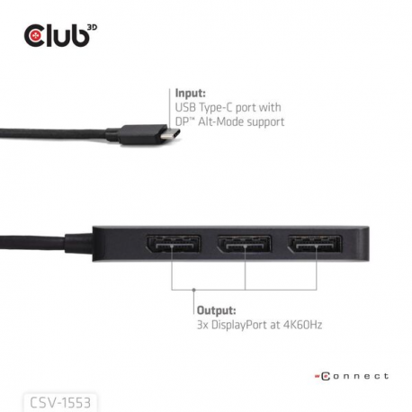 Club 3D CSV-1553 - Docking station - USB-C / Thunderbolt 4 - 3 x DP++ - 3