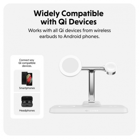Targus HyperJuice Next - Wireless charging stand - 4-in-1 + AC power adapter - 15 Watt - 3 A - Fast Charge - 4 output connectors - white - 4