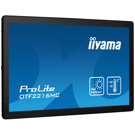 iiyama ProLite OTF2216MC-B1 - LED monitor - 22" (21.5" viewable) - open frame - touchscreen - 1920 x 1080 Full HD (1080p) @ 60 Hz - VA - 1100 cd / m² - 5000:1 - 25 ms - HDMI, VGA, DisplayPort - black - 2