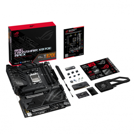 ASUS ROG CROSSHAIR X870E APEX - Motherboard - ATX - Socket AM5 - AMD X870E Chipset - USB4, USB-C 3.2 Gen2, USB 3.2 Gen 2, USB 3.2 Gen 1, USB-C 3.2 Gen 2x2 - Wi-Fi 7, Bluetooth, 5 Gigabit Ethernet - onboard graphics (CPU required) - HD Audio (8-channel) - 15