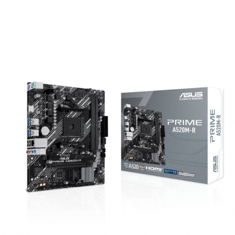 ASUS PRIME A520M-R - Motherboard - micro ATX - Socket AM4 - AMD A520 Chipset - USB 3.2 Gen 1 - Gigabit LAN - onboard graphics (CPU required) - HD Audio (8-channel) - 0