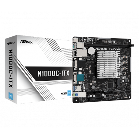 ASRock N100DC-ITX - Motherboard - mini ITX - Intel N-series N100 - Gigabit LAN - onboard graphics - HD Audio (8-channel) - 0