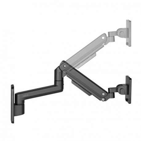 LogiLink - Mounting kit (wall mount) - adjustable arm - for LCD display /  curved LCD display - gas spring - plastic, aluminium, steel - black - screen size: 17"-49" - 3