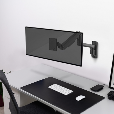 LogiLink - Mounting kit (wall mount) - adjustable arm - for LCD display /  curved LCD display - gas spring - plastic, aluminium, steel - black - screen size: 17"-49" - 6