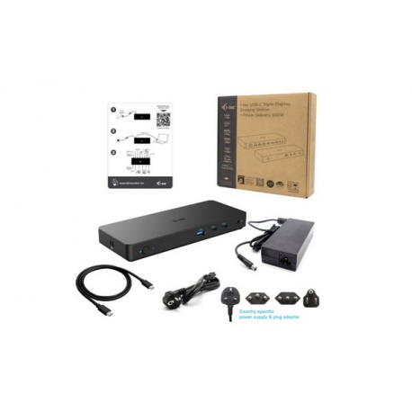 i-Tec - Docking station - USB-C 3.2 Gen 2  /  Thunderbolt 3  /  Thunderbolt 4 - HDMI, 2 x DP - GigE - 100 Watt - Europe - 2