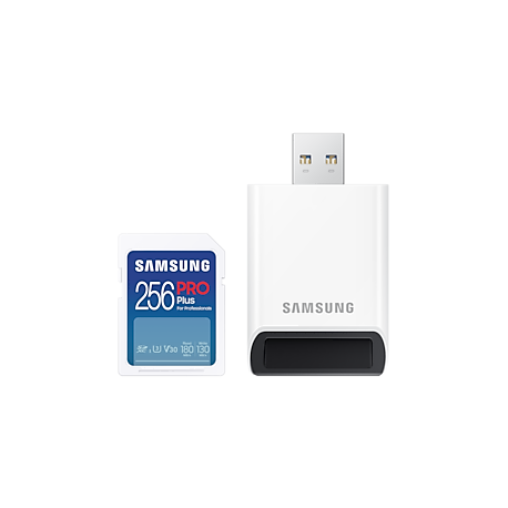 Samsung PRO Plus MB-SD256SB - Flash memory card - 256 GB - Video Class V30  /  UHS-I U3 - SDXC UHS-I - white - 0