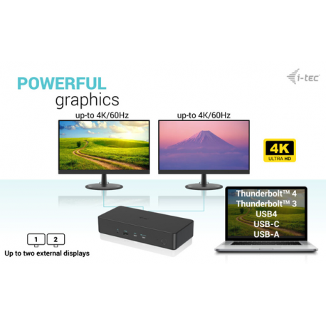 i-Tec - Docking station - for tablet, notebook - USB-C  /  Thunderbolt 3  /  USB 3.0 - 2 x HDMI, 2 x DP - GigE - 100 Watt - Europe - 8