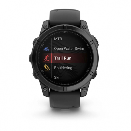 Garmin fenix E - 47 mm - slate grey steel - sport watch with band - silicone - black - wrist size: 125-208 mm - display 1.3" - 16 GB - Bluetooth, Wi-Fi, ANT+ - 76 g - 9