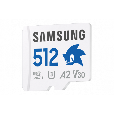 Samsung PRO Plus MB-MD512SA - Sonic the Hedgehog flash memory card (microSDXC to SD adapter included) - 512 GB - A2 / Video Class V30 / UHS-I U3 - microSDXC UHS-I - white - 1