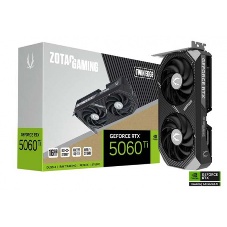 ZOTAC GAMING GeForce RTX 5060 Ti 16GB Twin Edge - Graphics card - GeForce RTX 5060 Ti - 16 GB GDDR7 - PCIe 5.0 x8 - 3 x DisplayPort, HDMI - 1