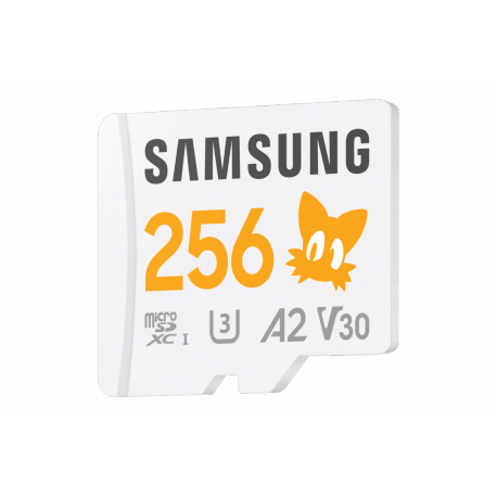 Samsung PRO Plus MB-MD256SA - Sonic the Hedgehog flash memory card (microSDXC to SD adapter included) - 256 GB - A2 / Video Class V30 / UHS-I U3 - microSDXC UHS-I - white - 1