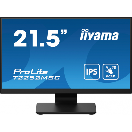 iiyama ProLite T2252MSC-B2AG - LED monitor - 22" (21.5" viewable) - touchscreen - 1920 x 1080 Full HD (1080p) @ 60 Hz - IPS - 250 cd/m² - 1000:1 - 5 ms - HDMI, DisplayPort - speakers - black, matte finish - 0