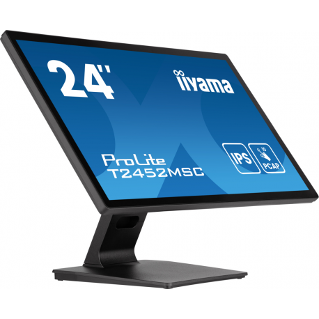 iiyama ProLite T2452MSC-B1AG - LED monitor - 24" (23.8" viewable) - touchscreen - 1920 x 1080 Full HD (1080p) - IPS - 400 cd / m² - 1000:1 - 14 ms - HDMI, DisplayPort - speakers - matte black - 1