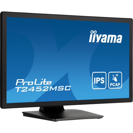 iiyama ProLite T2452MSC-B1AG - LED monitor - 24" (23.8" viewable) - touchscreen - 1920 x 1080 Full HD (1080p) - IPS - 400 cd / m² - 1000:1 - 14 ms - HDMI, DisplayPort - speakers - matte black - 3