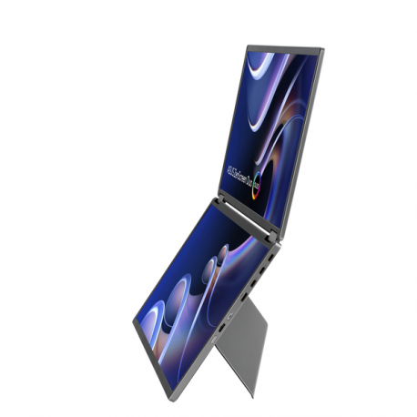 ASUS ZenScreen Duo OLED MQ149CD - Dual OLED monitor - 14" - portable - touchscreen - 1920 x 1200 Full HD (1080p) @ 60 Hz - 500 cd/m² - 100000:1 - DisplayHDR 400 True Black - 1 ms - Mini HDMI, 2xUSB-C - grey - 1