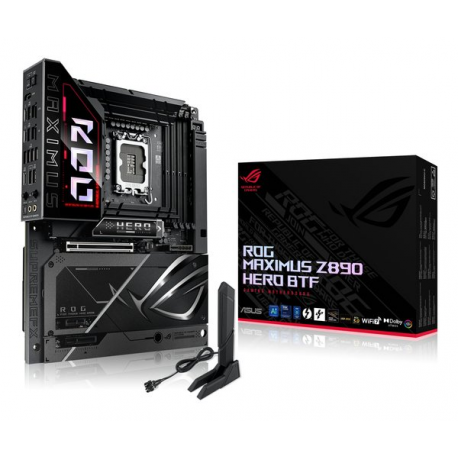 ASUS ROG MAXIMUS Z890 HERO BTF - Motherboard - ATX - LGA1851 Socket - Z890 Chipset - USB4, USB 3.2 Gen 1, USB-C 3.2 Gen2, USB 3.2 Gen 2 - Wi-Fi 7, Bluetooth, 5 Gigabit Ethernet - onboard graphics (CPU required) - HD Audio (8-channel) - 0