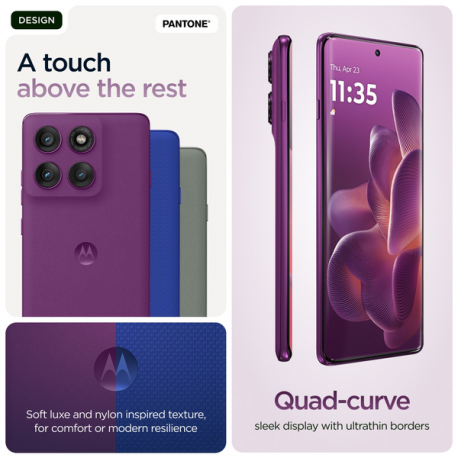 Motorola Edge 60 Pro - 5G smartphone - dual-SIM - RAM 12 GB  /  Internal Memory 512 GB - pOLED display - 6.7" - 2712 x 1220 pixels (120 Hz) - 3x rear cameras 50 MP, 50 MP, 10 MP - front camera 50 MP - pantone sparkling grape - 13