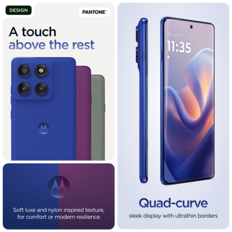 Motorola Edge 60 Pro - 5G smartphone - dual-SIM - RAM 12 GB / Internal Memory 512 GB - pOLED display - 6.7" - 2712 x 1220 pixels (120 Hz) - 3x rear cameras 50 MP, 50 MP, 10 MP - front camera 50 MP - Pantone Dazzling Blue - 17
