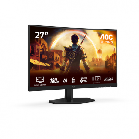 AOC Gaming C27G42E - LED monitor - gaming - curved - 27" - 1920 x 1080 Full HD (1080p) @ 180 Hz - Fast VA - 300 cd / m² - 3000:1 - HDR10 - 0.5 ms - 2xHDMI, DisplayPort - speakers - black, red - 9