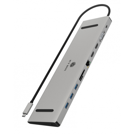 ICY BOX IB-DK2106a-CPD - Docking station - USB-C  /  Thunderbolt 3 - 2 x HDMI, VGA - 1GbE - 0