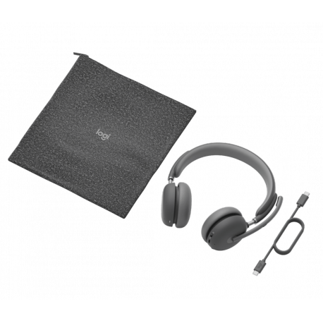 Logitech Zone Wireless 2 - Headset - on-ear - Bluetooth - wireless - active noise cancelling - graphite - Certified for Microsoft Teams - 4
