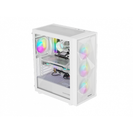 Genesis Diaxid 605 ARGB - Mid tower - ATX - windowed side panel (tempered glass) - no power supply (ATX) - white - USB/Audio - 0