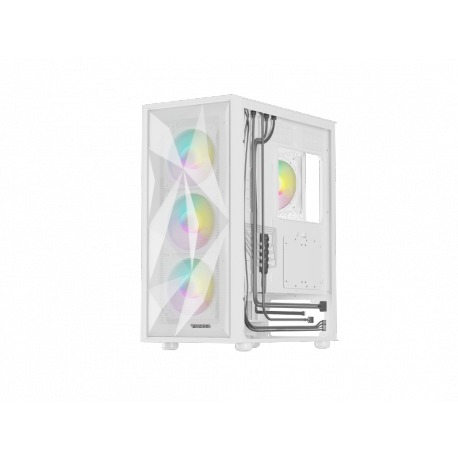 Genesis Diaxid 605 ARGB - Mid tower - ATX - windowed side panel (tempered glass) - no power supply (ATX) - white - USB/Audio - 9